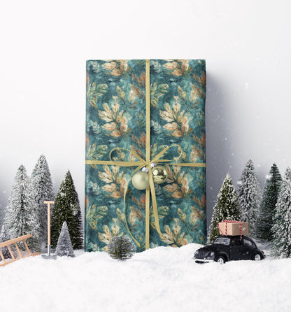Winter Forest Holiday Wrapping Paper Roll, Pine Tree and Cone Gift Wrap for Christmas Gifts #17