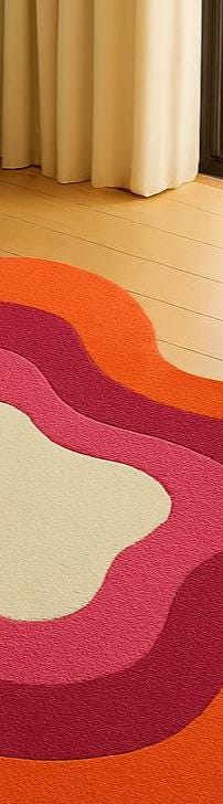 Hand-Tufted Melty Sunset Swirl Wool Rug: Irregular Area Rug