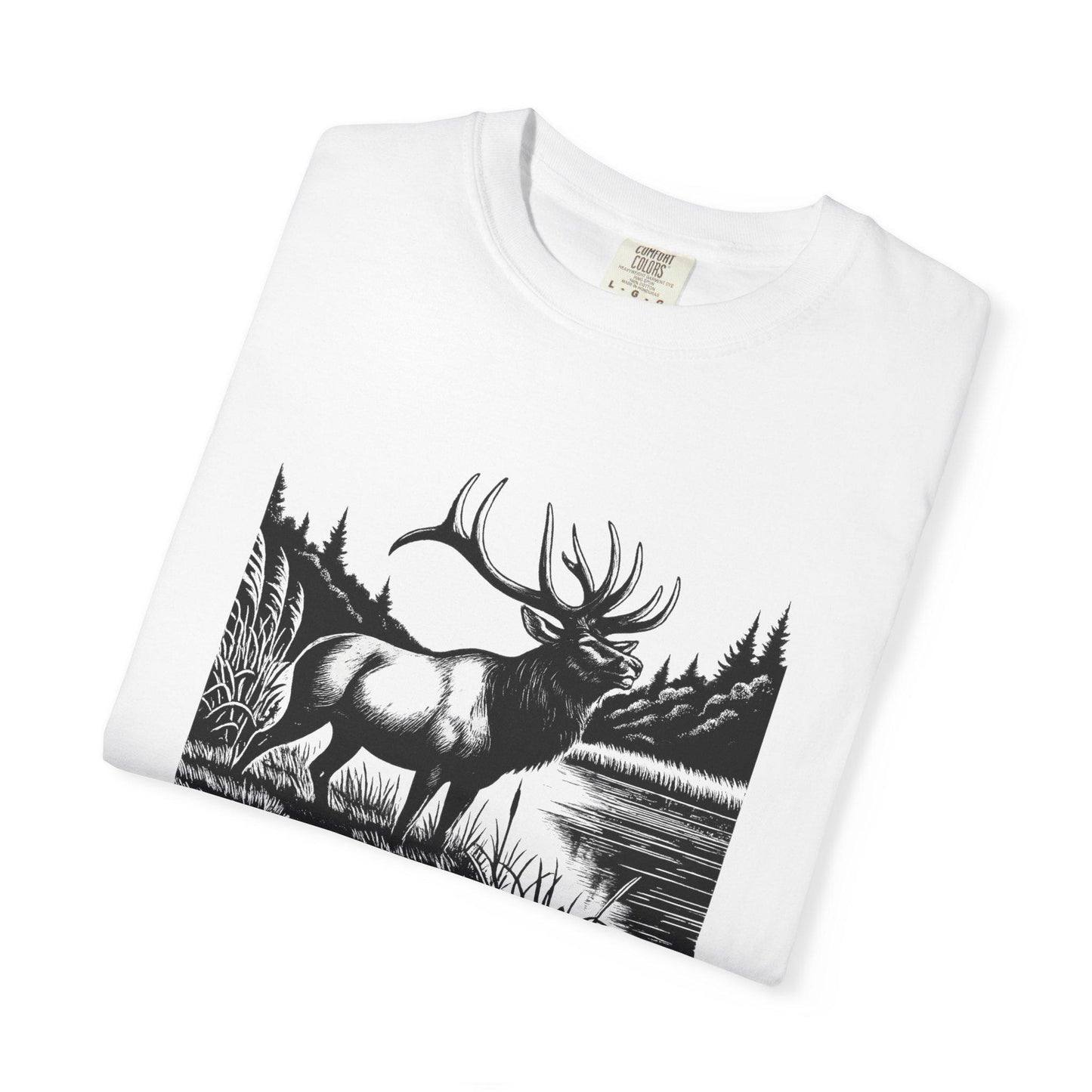 Elk Graphic Tee: Men's Hunting Shirt - Comfort Colors 1717