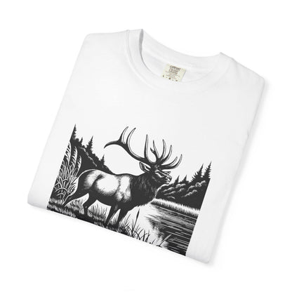 Elk Graphic Tee: Men's Hunting Shirt - Comfort Colors 1717