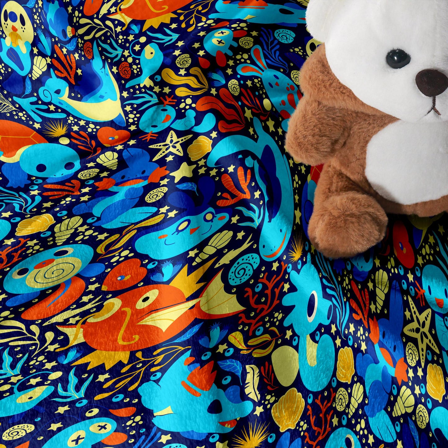 Magikarp and Squirtle Fleece Blanket, Cozy Throw Blanket with Water Type Pattern, Soft Cotton Blanket Gift, Magikarp Blanket Christmas Gift