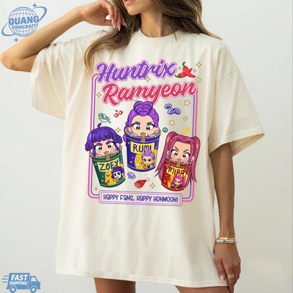 Kpop Demon Hunters Ramyeon Shirt Comfort Colors For Fan, Demon Hunter Movie Inspired Noodle Tee, Cool Korea Inspired Apparel,Mira,Rumi,Zoey