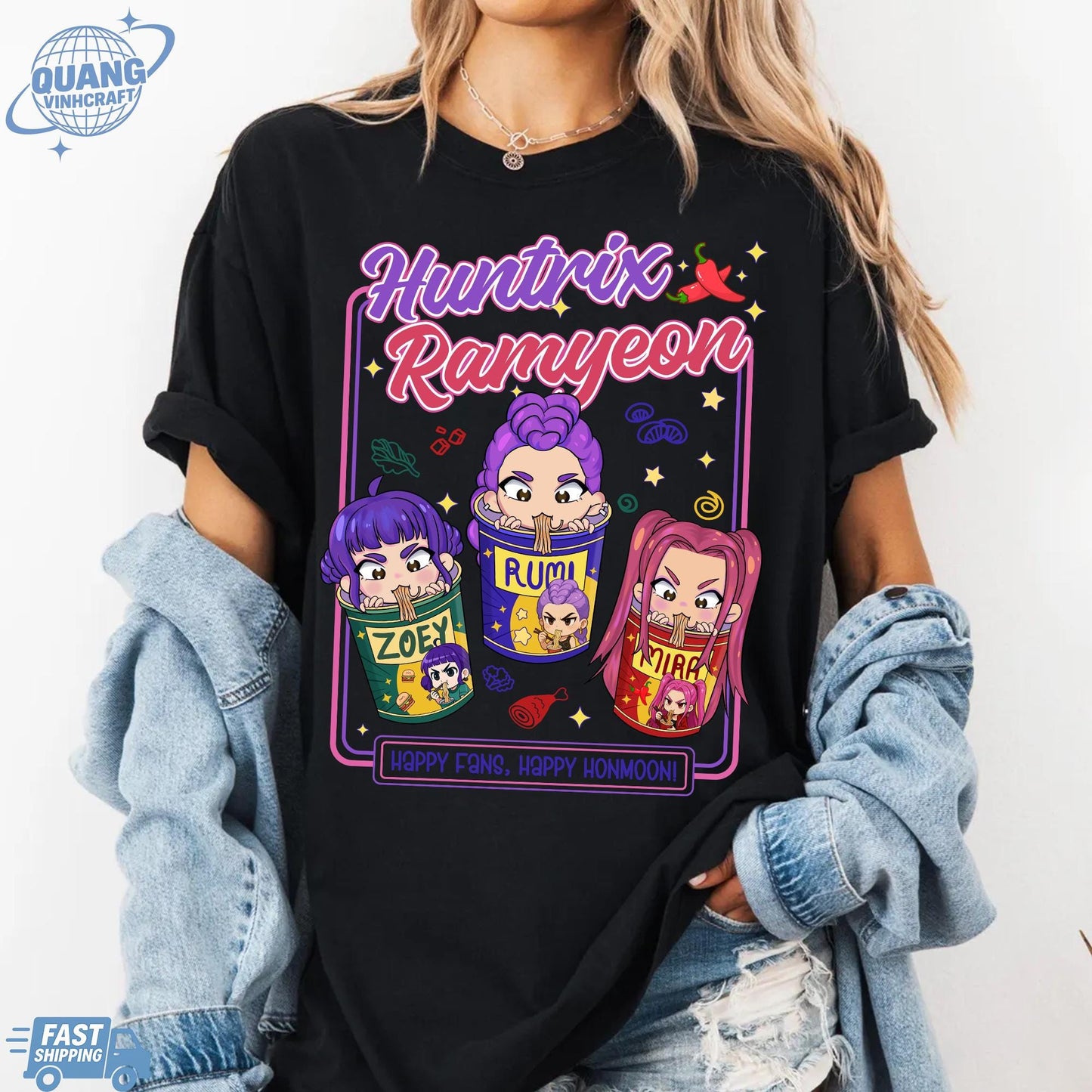 Kpop Demon Hunters Ramyeon Shirt Comfort Colors For Fan, Demon Hunter Movie Inspired Noodle Tee, Cool Korea Inspired Apparel,Mira,Rumi,Zoey