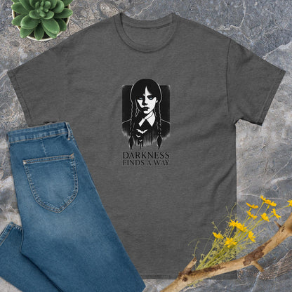 Wednesday Darkness Finds a Way T-Shirt – TV Show Inspired Unisex Tee | Gothic Quote Shirt