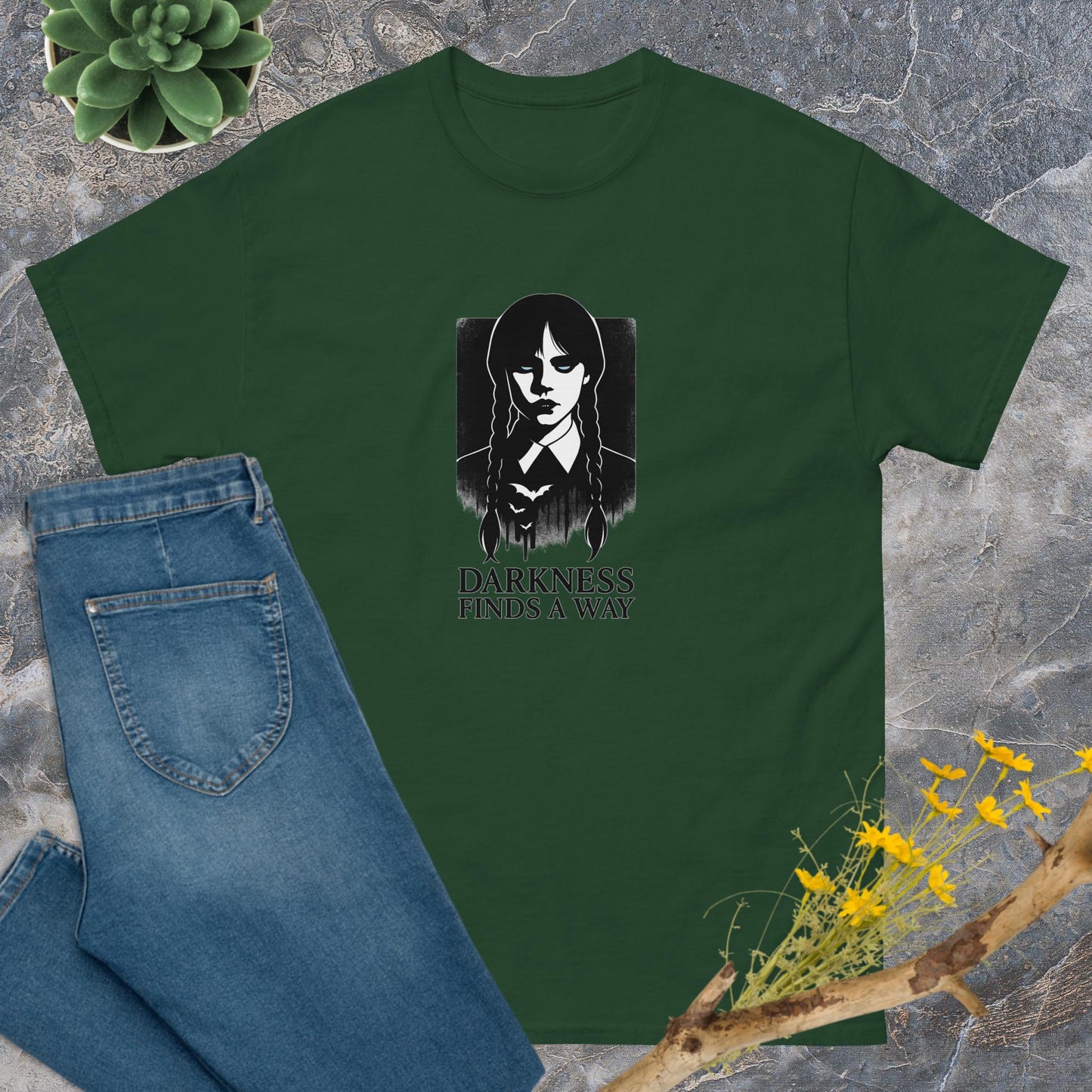Wednesday Darkness Finds a Way T-Shirt – TV Show Inspired Unisex Tee | Gothic Quote Shirt