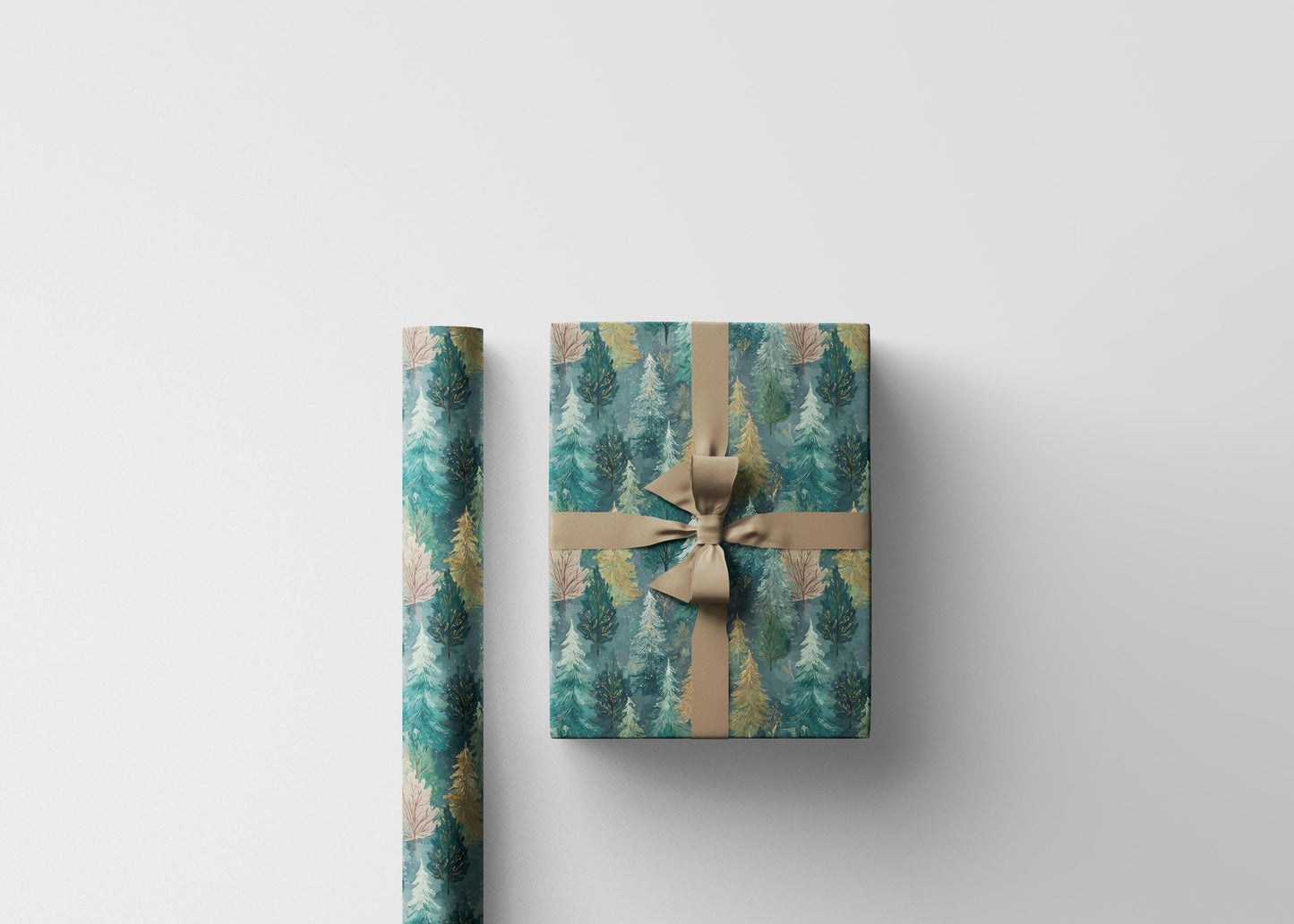 Rustic Pinecone Wrapping Paper Roll, Winter Forest Theme Gift Wrap for Christmas Packaging #15