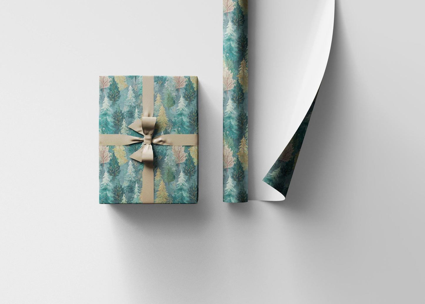 Rustic Pinecone Wrapping Paper Roll, Winter Forest Theme Gift Wrap for Christmas Packaging #15