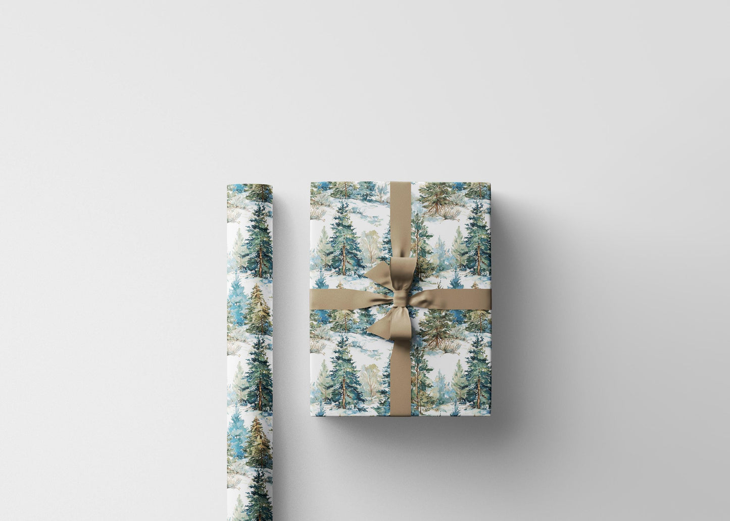 Woodland Christmas Wrapping Paper Roll, Pine Tree and Pinecone Design for Rustic Holiday Wrapping #7