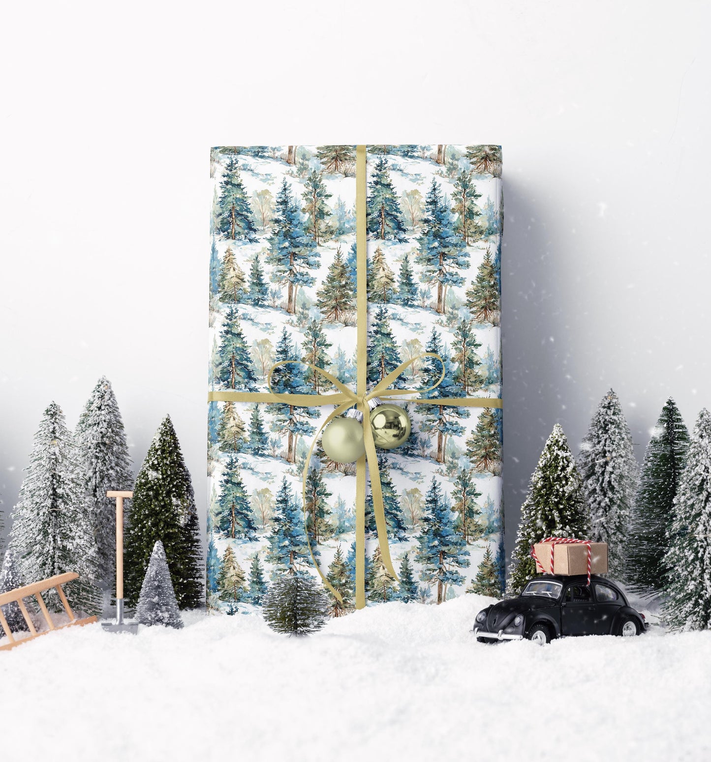 Woodland Christmas Wrapping Paper Roll, Pine Tree and Pinecone Design for Rustic Holiday Wrapping #7