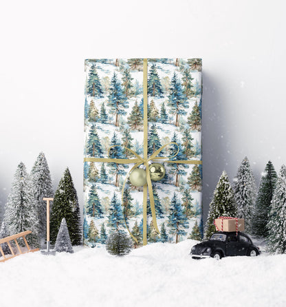 Woodland Christmas Wrapping Paper Roll, Pine Tree and Pinecone Design for Rustic Holiday Wrapping #7