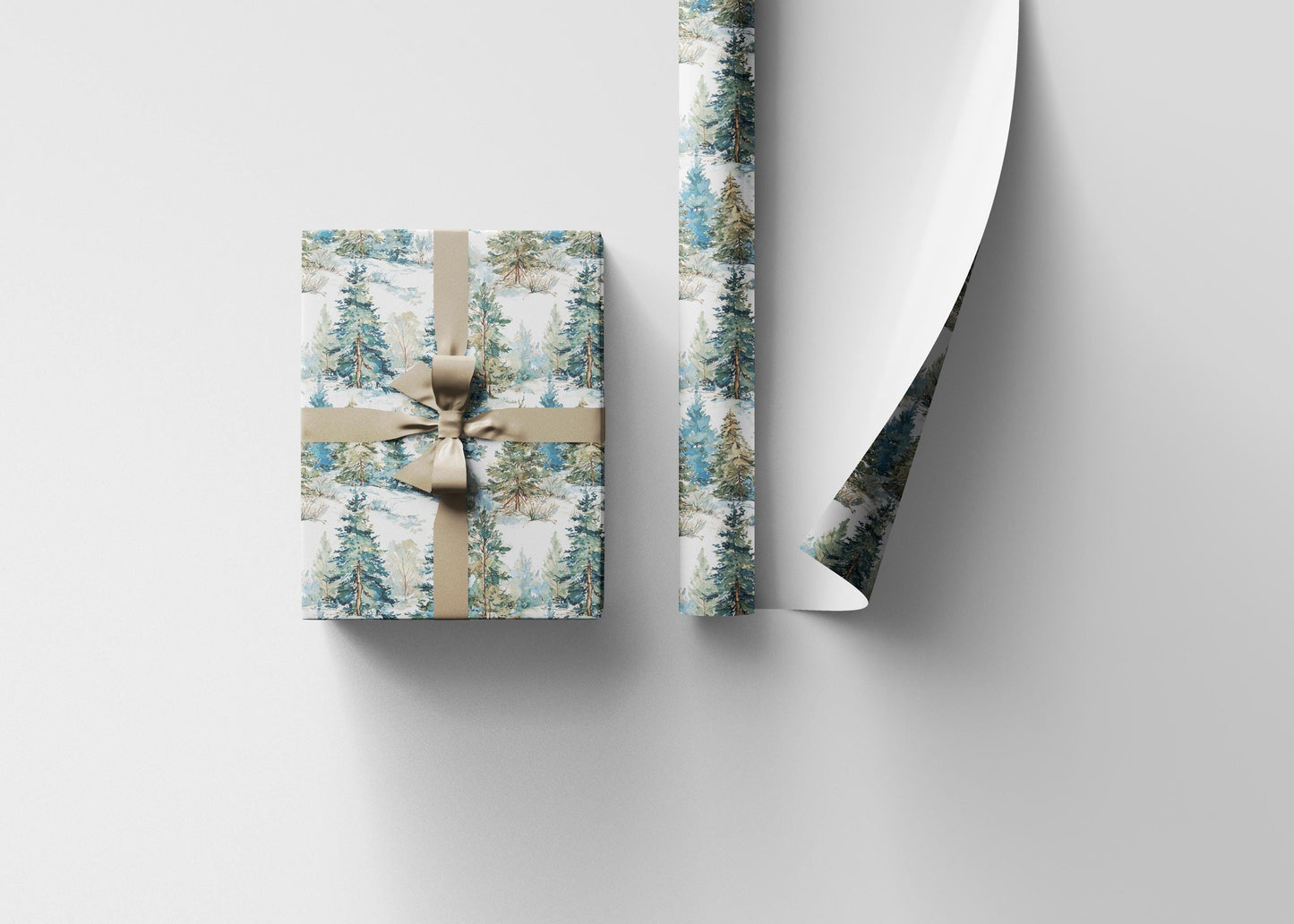 Woodland Christmas Wrapping Paper Roll, Pine Tree and Pinecone Design for Rustic Holiday Wrapping #7