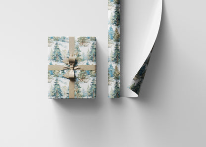 Woodland Christmas Wrapping Paper Roll, Pine Tree and Pinecone Design for Rustic Holiday Wrapping #7