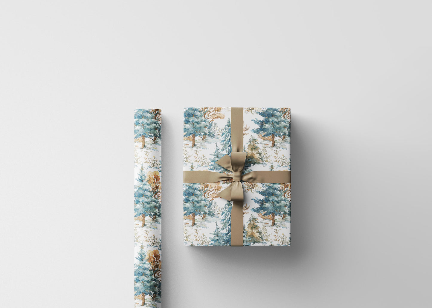 Winter Nature Wrapping Paper Roll with Pinecones and Trees, Christmas Gift Wrap for Outdoorsy Gifts #8