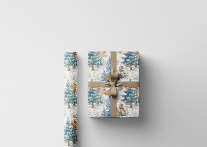 Winter Nature Wrapping Paper Roll with Pinecones and Trees, Christmas Gift Wrap for Outdoorsy Gifts #8