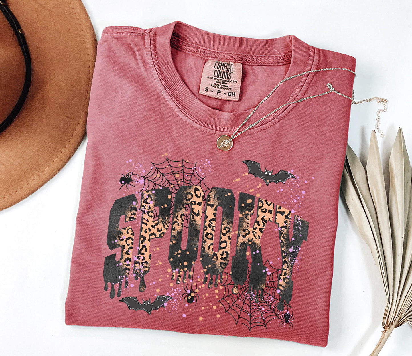 Comfort Colors® Leopard Spooky Shirt, Spooky Shirt, Halloween Shirt, Spooky Season Shirt, Women's Halloween Tee, Halloween Tshirt