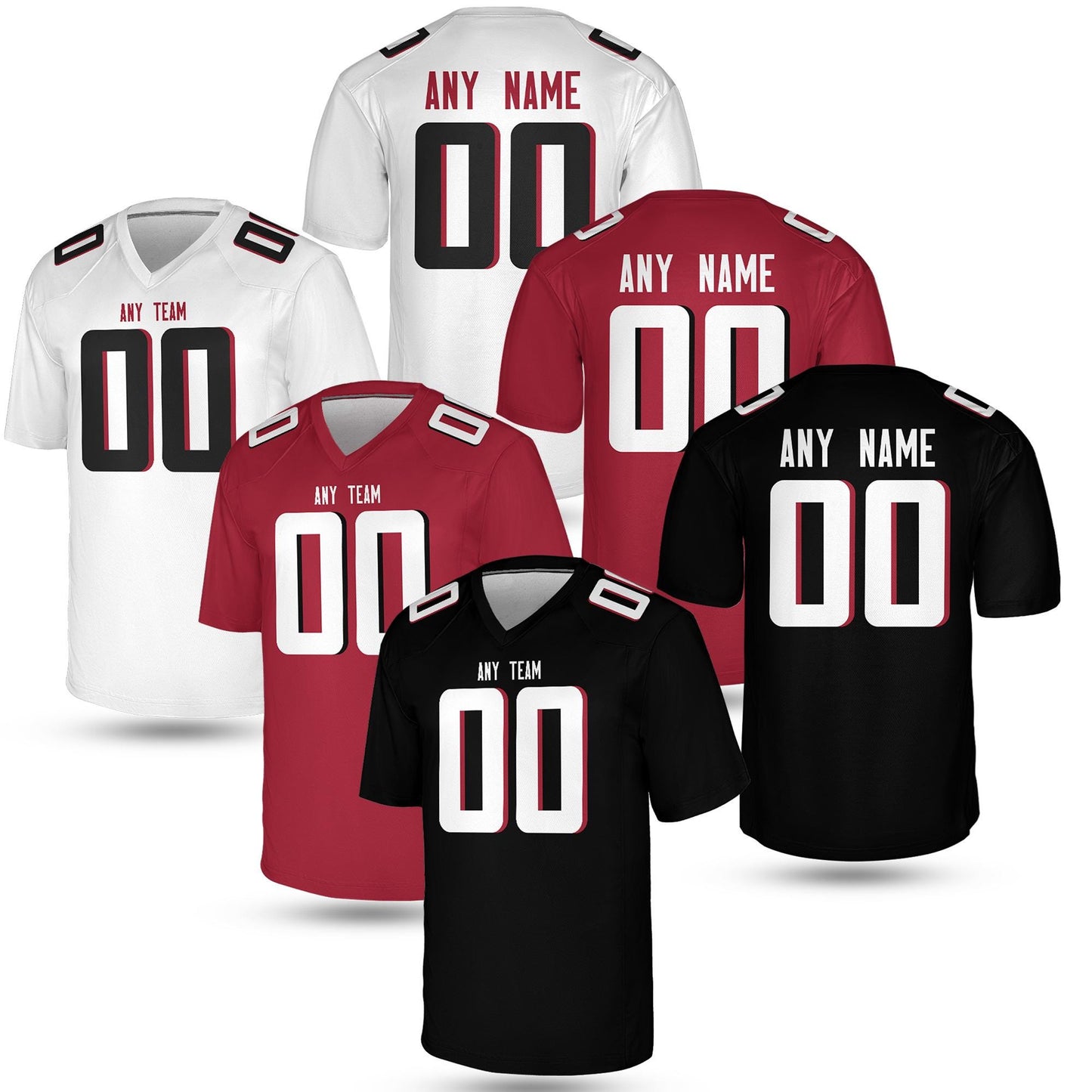 Southern Red & Black Gridiron Jersey - Custom Football Jersey – Personalized Jersey with Name and Number Atlanta Vintage Style Fan Shirt