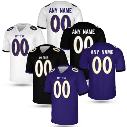 Purple Football Jersey - Dark Feathers Edition | Unisex Game Day Shirt | Retro Gridiron Style | Personalized Name, Number Baltimore Jersey