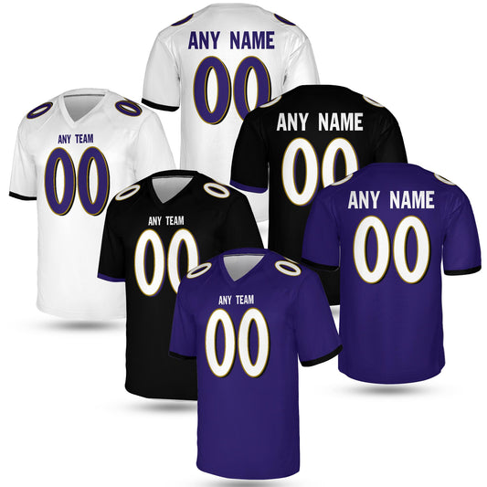 Purple Football Jersey - Dark Feathers Edition | Unisex Game Day Shirt | Retro Gridiron Style | Personalized Name, Number Baltimore Jersey