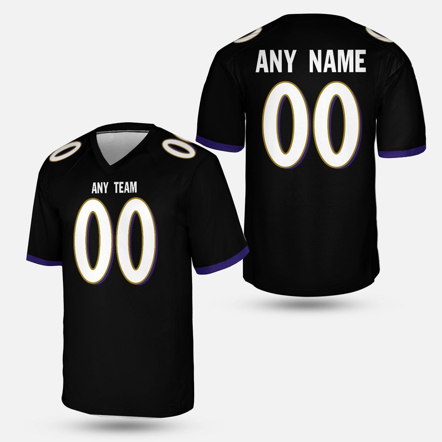 Purple Football Jersey - Dark Feathers Edition | Unisex Game Day Shirt | Retro Gridiron Style | Personalized Name, Number Baltimore Jersey