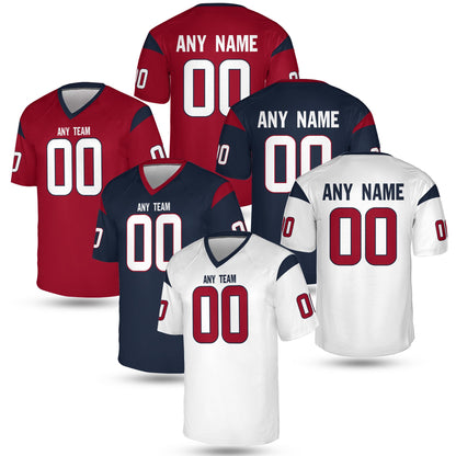 Personalize Bayou Blue and Red Football Jersey – Southern Gameday Tee | Custom Name and Number Fan Shirt | Houston Style Unisex Shirt
