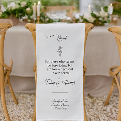 Reserved in Loving Memory Wedding Chair Sign, Reserved Seat Sign, This Seat is Reserved Memorial Sign, Memorial Chair Sign for Wedding