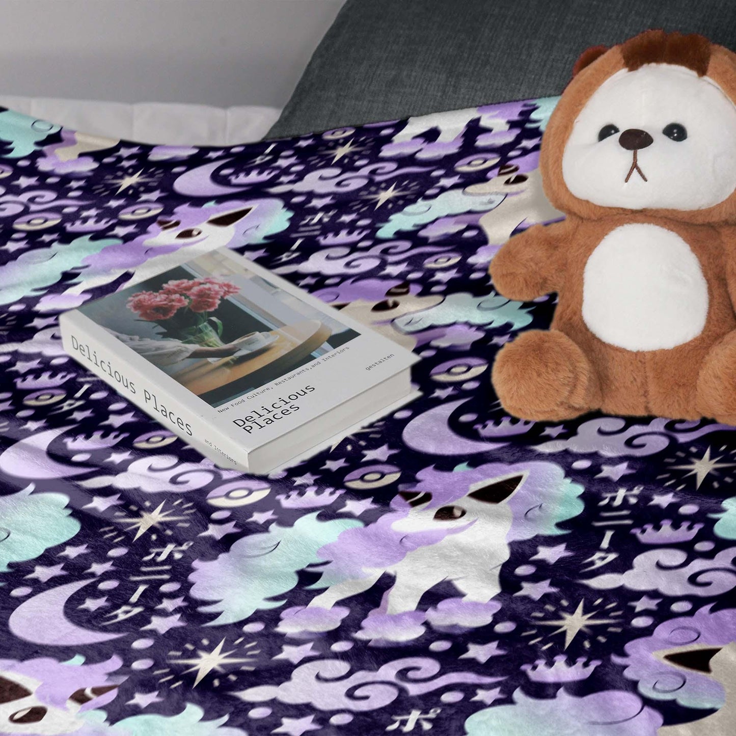 Galarian Ponyta Fleece Blanket, Soft Cozy Throw Blanket for Kids and Adults, Purple Bedding, Cute Home Decor Gift, Ponyta Blanket Gifts