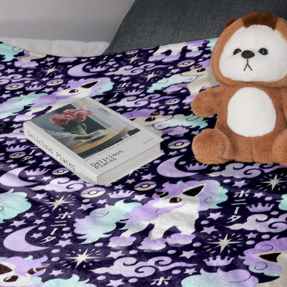 Galarian Ponyta Fleece Blanket, Soft Cozy Throw Blanket for Kids and Adults, Purple Bedding, Cute Home Decor Gift, Ponyta Blanket Gifts