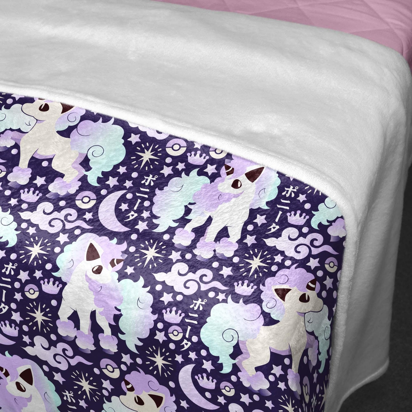 Galarian Ponyta Fleece Blanket, Soft Cozy Throw Blanket for Kids and Adults, Purple Bedding, Cute Home Decor Gift, Ponyta Blanket Gifts