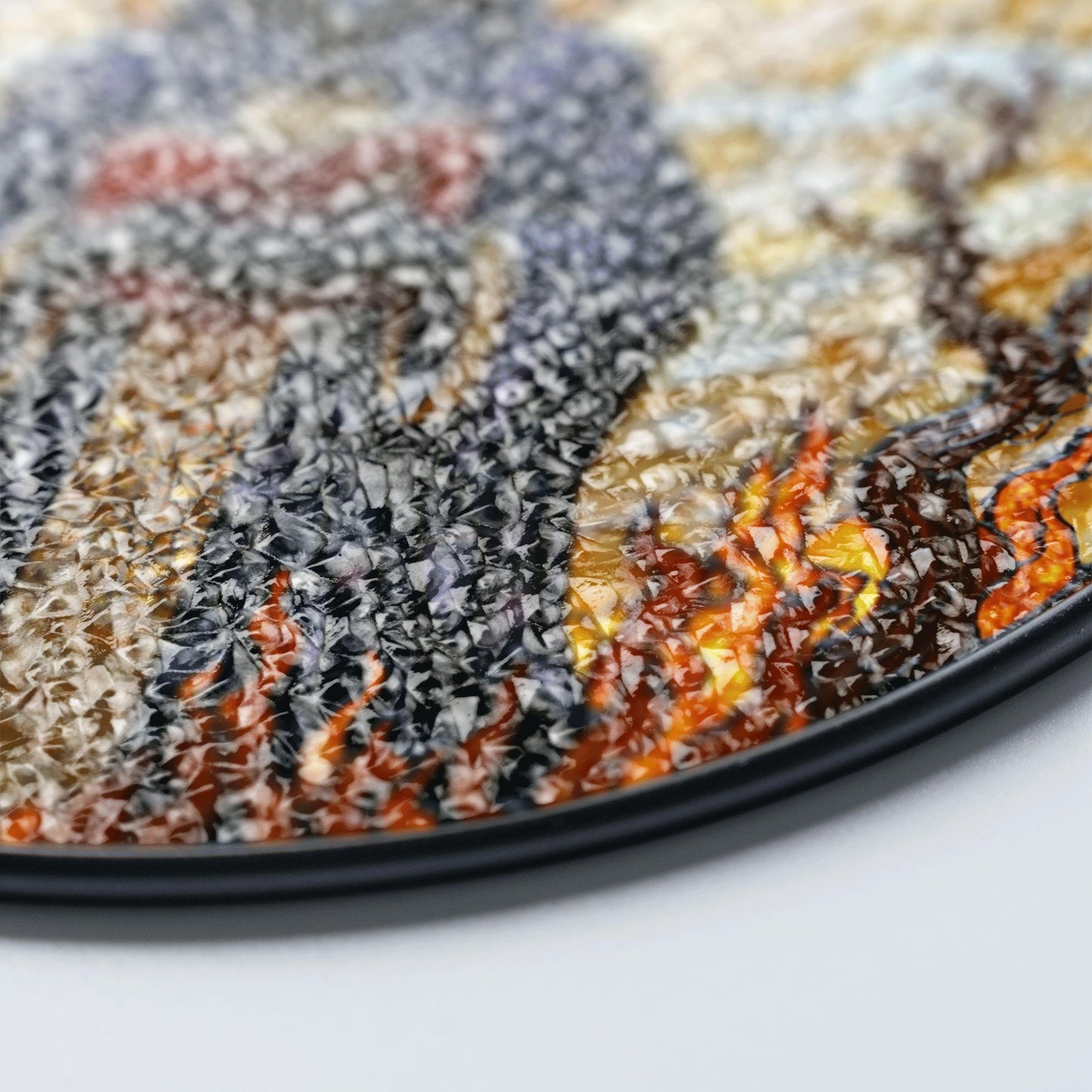 suncatcher stained glass style grim reaper figure with flames and halo Halloween gift gothic decor