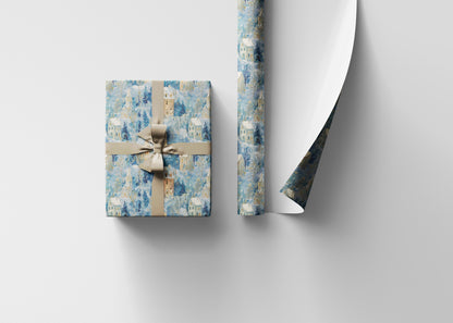 Holiday Village Wrapping Paper Roll, Premium Christmas Gift Wrap with Cozy Town Illustration #8