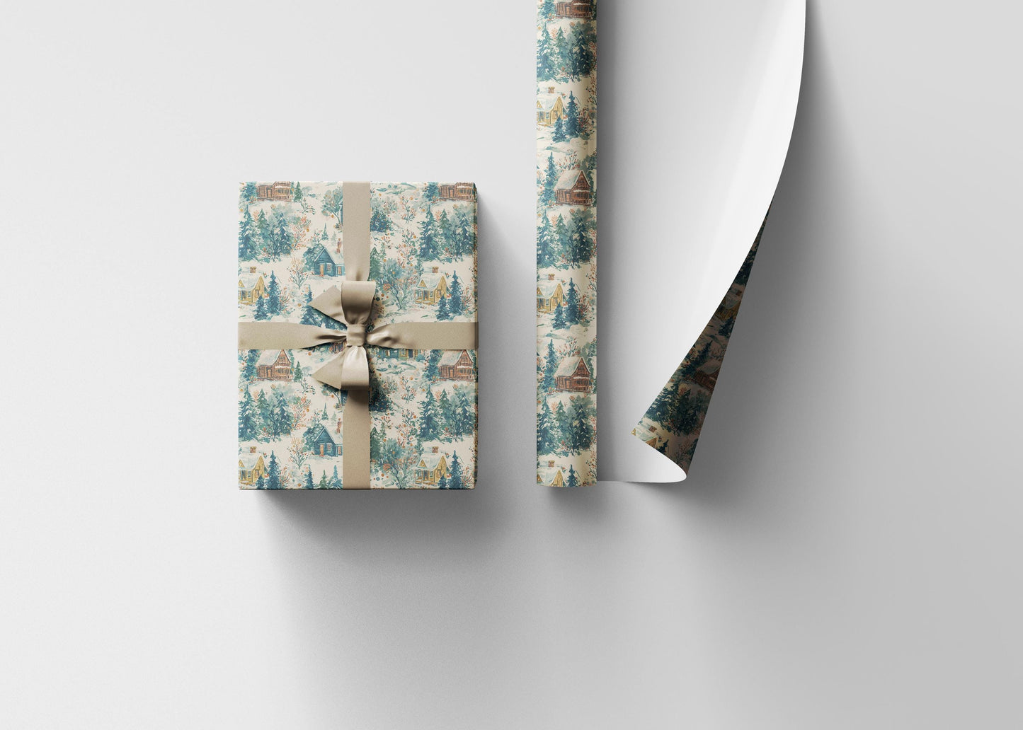 Snowy Town Wrapping Paper Roll, Premium Christmas Village Scene for Holiday Gift Wrapping #16