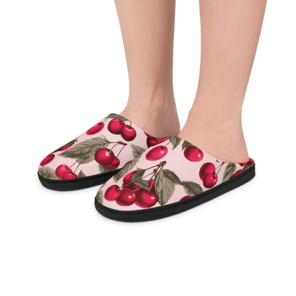 Womens Slippers Gift Cherry Women's Indoor Slippers Cozy House Shoes Floral Slippers Comfortable Footwear Gift for Her Relaxing Home