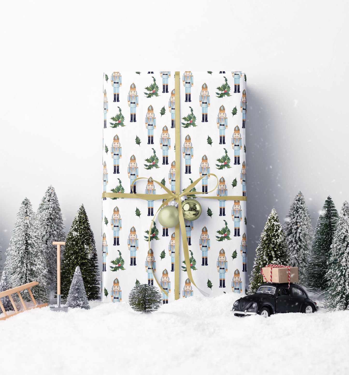 Nutcracker Christmas Wrapping Paper Roll, Classic Ballet Holiday Gift Wrap with Festive Toy Soldier Design #1