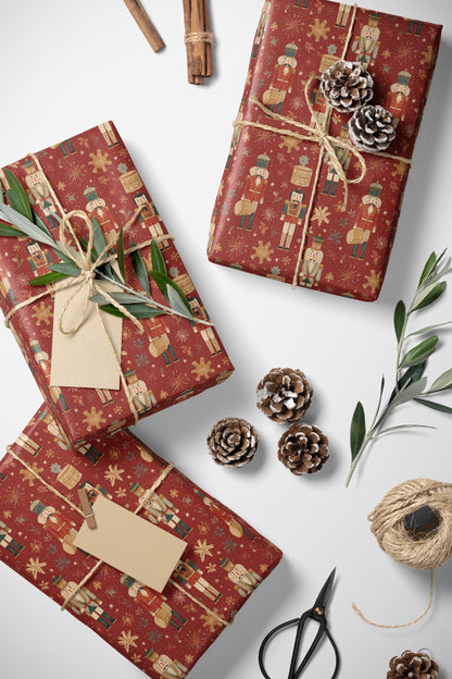 Christmas Gift Wrap Roll with Nutcracker Soldiers, Holiday Wrapping Paper for Ballet Lovers #6