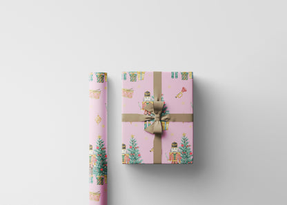 Premium Nutcracker Wrapping Paper Roll, Holiday Gift Wrap with Toy Soldier and Festive Ornaments #3