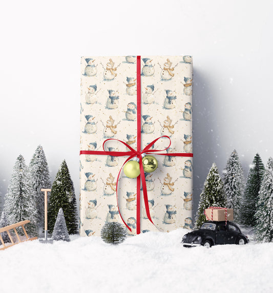 Christmas Gift Wrap Roll with Snowman Design, Winter Wrapping Paper for Kids and Holiday Gifts #3