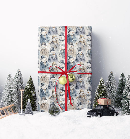 Whimsical Snowman Wrapping Paper Roll, Christmas Gift Wrap with Snowflakes and Holiday Cheer #10