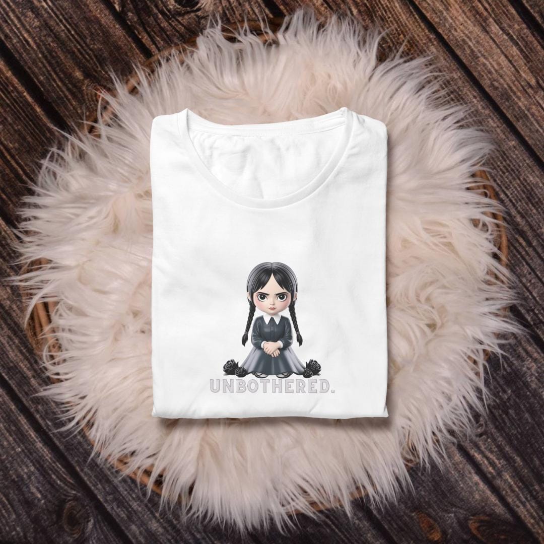 Unbothered Wednesday Addams Inspired YOUTH T-Shirt | Kids Gothic Graphic Tee | Spooky Season Halloween Shirt