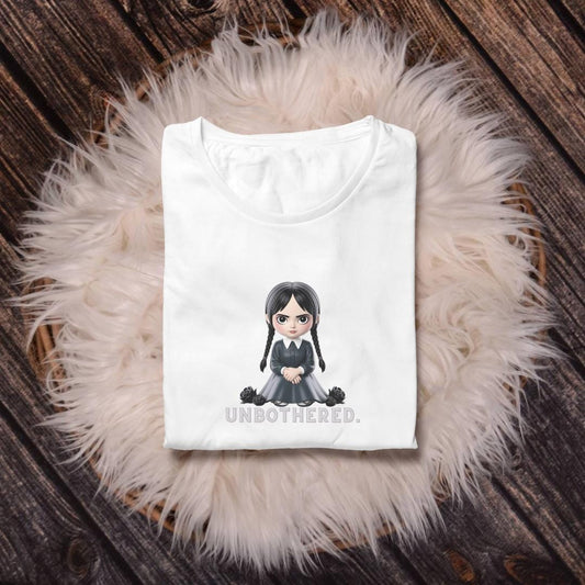 Unbothered Wednesday Addams Inspired YOUTH T-Shirt | Kids Gothic Graphic Tee | Spooky Season Halloween Shirt
