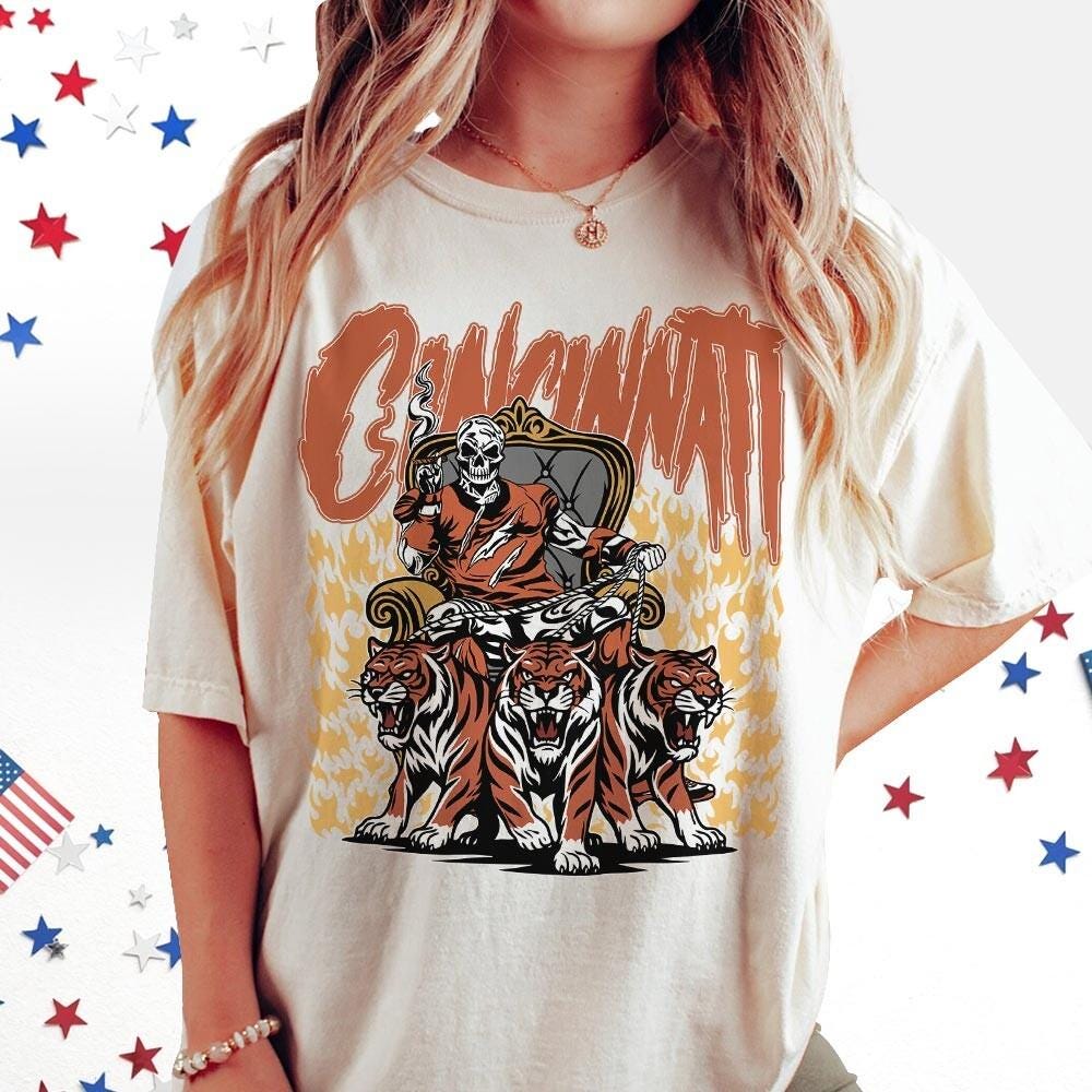Cincinnati Football Skull Vintage Shirt, Gift For Fan Football Game Day Unisex Shirt