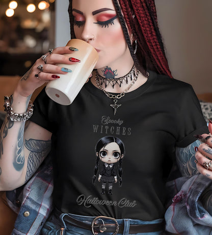 Witchy Gothic Halloween T-Shirt: Spooky Wednesday Addams Style