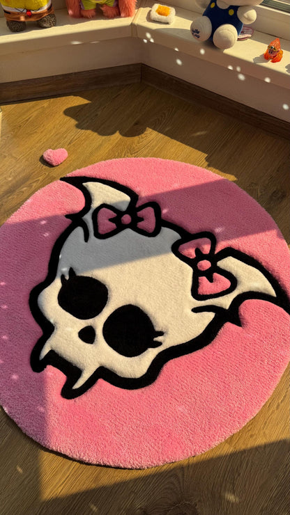 Draculaura Skull Tufted Rug – Soft 3D Handmade Rug, Cute Carpet, Kawaii Girl Room Decor, Unique Gift for Her or Bedroom Mat