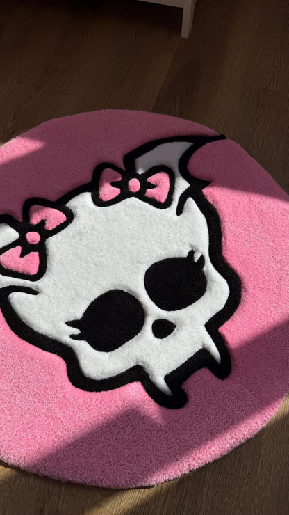 Draculaura Skull Tufted Rug – Soft 3D Handmade Rug, Cute Carpet, Kawaii Girl Room Decor, Unique Gift for Her or Bedroom Mat