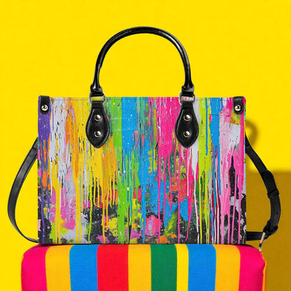 Canvas Riot Purse | Tote Handbag | Top-Grain Leather Handbag | Vegan Leather |  Urban Shoulder Bag | Custom Tote Bag