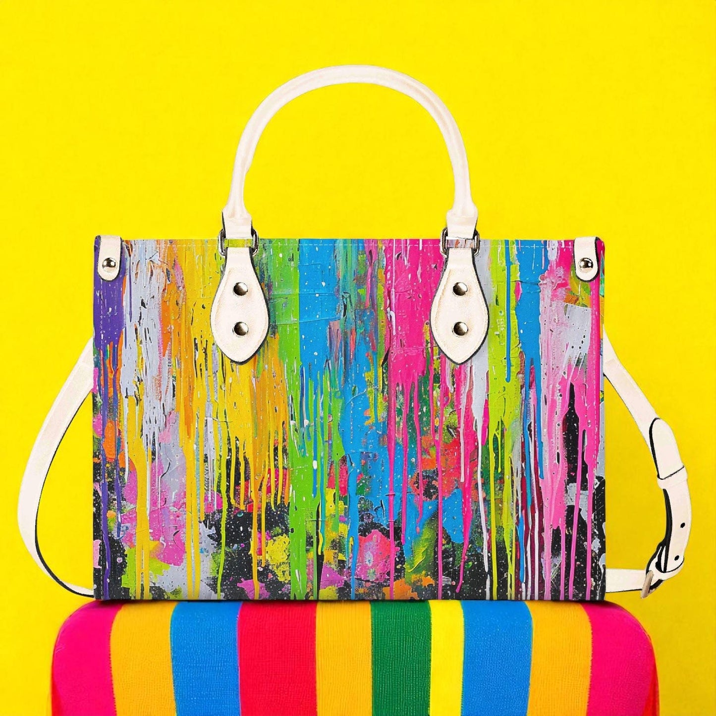 Canvas Riot Purse | Tote Handbag | Top-Grain Leather Handbag | Vegan Leather |  Urban Shoulder Bag | Custom Tote Bag