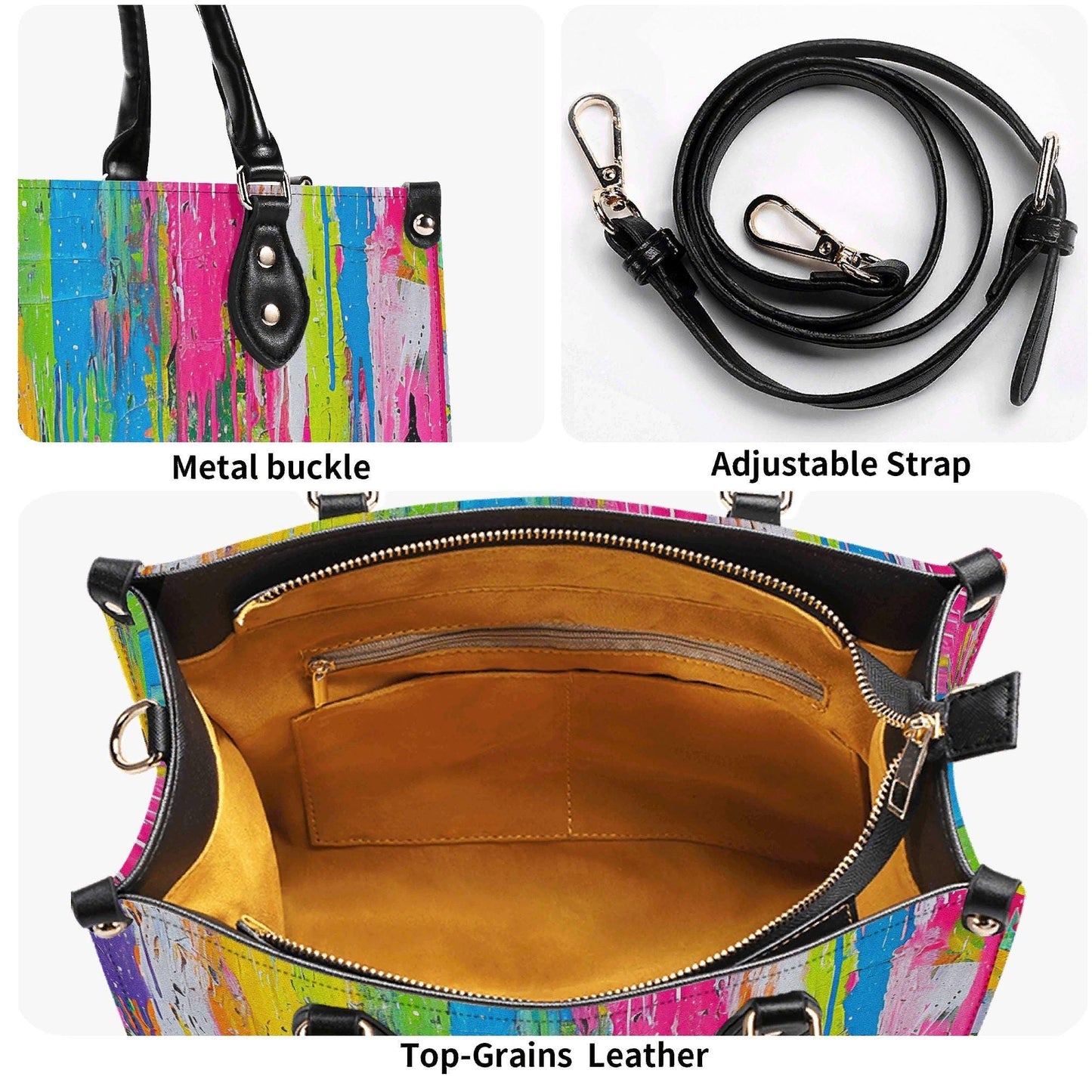 Canvas Riot Purse | Tote Handbag | Top-Grain Leather Handbag | Vegan Leather |  Urban Shoulder Bag | Custom Tote Bag