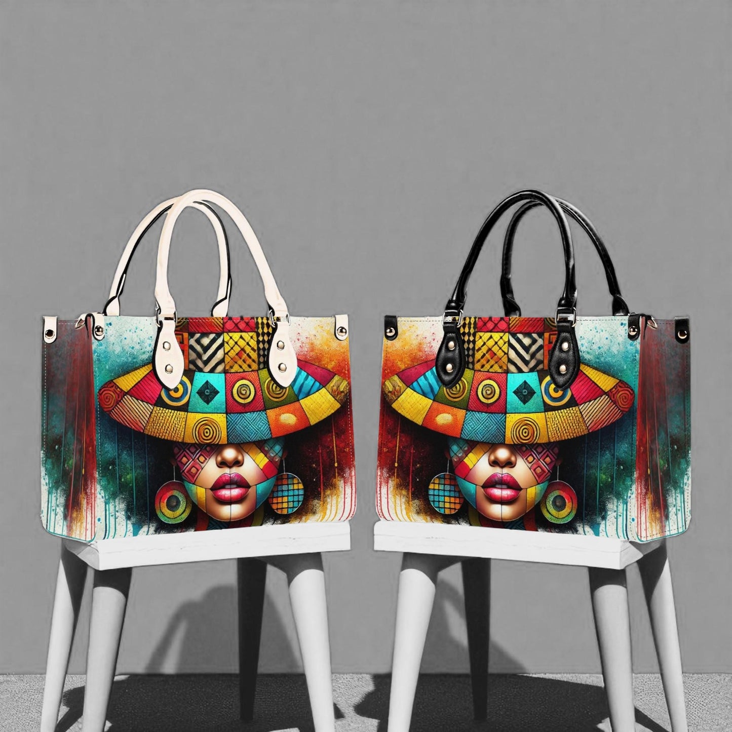 AfroNova Tote| Tote Handbag | Top-Grain Leather Handbag | Vegan Leather | Afro-Centric Bag | Custom Tote Bag | Urban Shoulder Bag