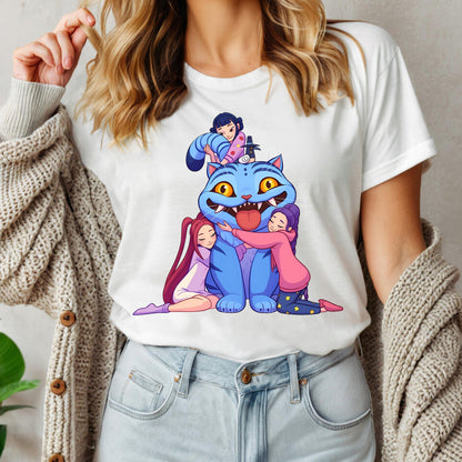 Kpop Demon Hunters Tiger Hug Shirt, Derpy the Tiger And Bird Demon Hunter Tiger Shirt, Hunters Tiger Fan, Animal Shirt, Kpop Movie Fan Gift