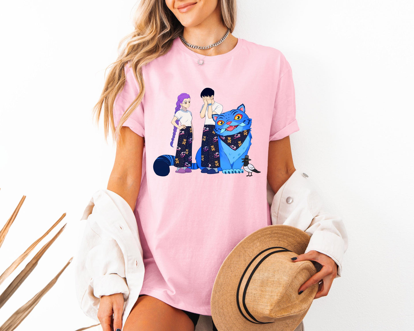 Kpop Demon Hunters Tiger Gift Shirt, Derpy the Tiger And Bird Demon Hunter Tiger Shirt, Hunters Tiger Fan, Animal Shirt, Kpop Movie Fan Gift
