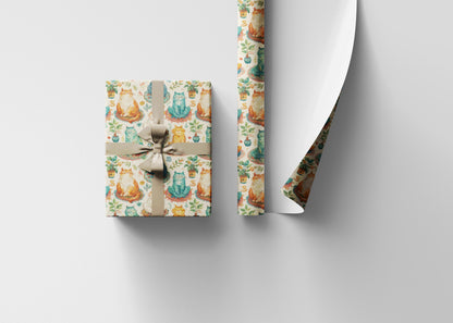 Yoga Cats Gift Wrap Roll with Spiritual and Mindful Themes, Wrapping Paper for Holiday Yoga Teacher Gifts #15